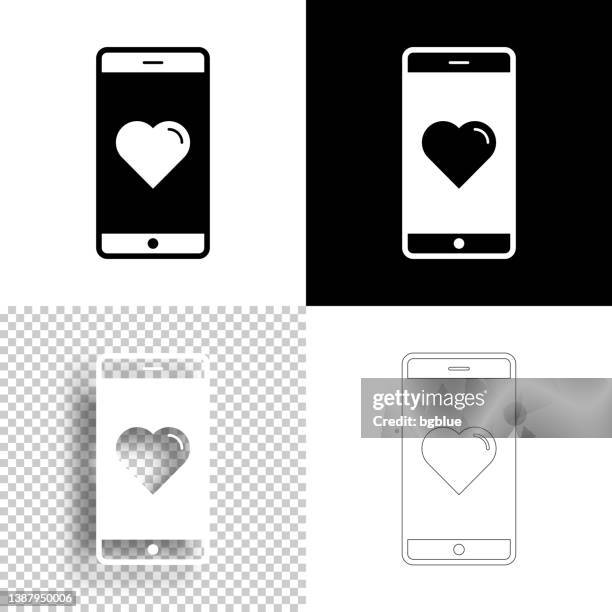 smartphone with heart. icon for design. blank, white and black backgrounds - line icon - iphone transparent stock illustrations