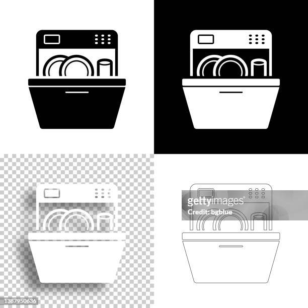 dishwasher. icon for design. blank, white and black backgrounds - line icon - washing dishes vector stock illustrations