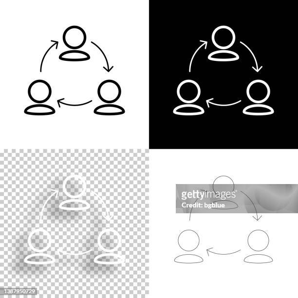 team management. icon for design. blank, white and black backgrounds - line icon - three people icon stock illustrations