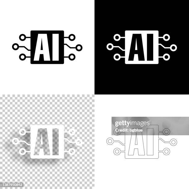 artificial intelligence ai and circuit board. icon for design. blank, white and black backgrounds - line icon - artificial intelligence logo stock illustrations