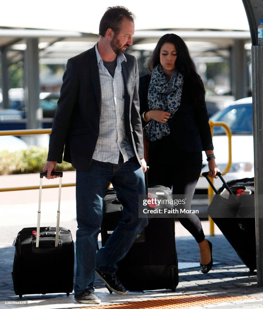 Tom Green and girlfriend are seen departing Perth Airport on March 28 ...