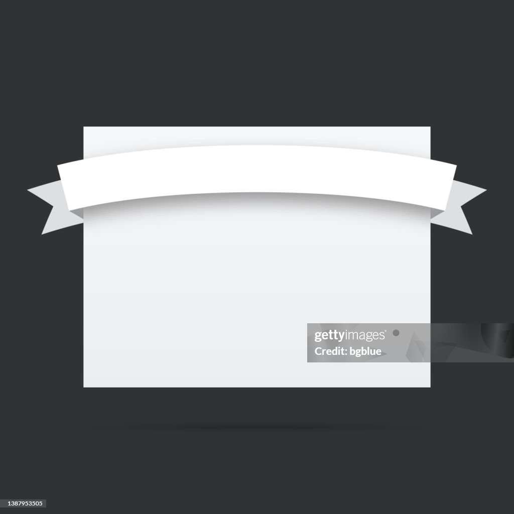 File Ribbon White White Ribbon On Blank White Label Design Elements High-Res Vector ...
