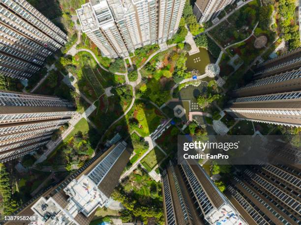 modern ecological residential area - building front view stock pictures, royalty-free photos & images