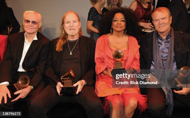 Honorees George Jones, Gregg Allman, Diana Ross and Glen Campbell attend The 54th Annual GRAMMY Awards - Special Merit Awards Ceremony And Nominee...