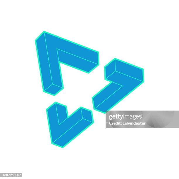 penrose impossible geometry triangle vibrant colors - impossible triangle stock illustrations