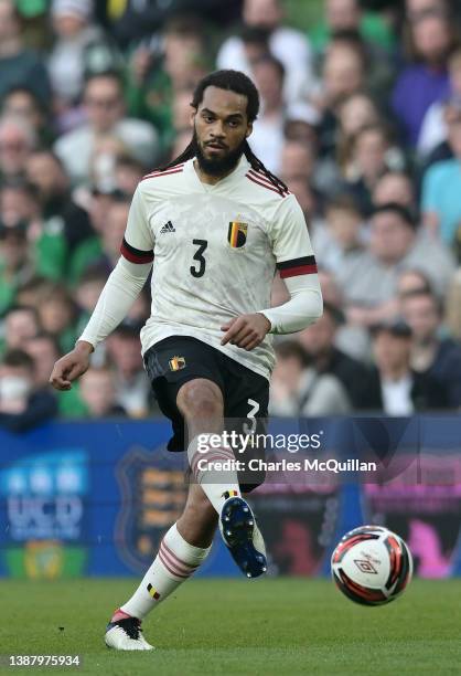 Jason Denayer of Belgium during the international friendly match between Republic of Ireland and Belgium at Aviva Stadium on March 26, 2022 in...