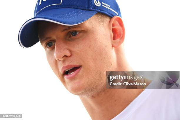 Mick Schumacher of Germany and Haas F1 looks on in the Paddock ahead of the F1 Grand Prix of Saudi Arabia. He won't take part in the race following a...