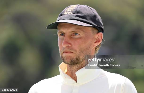 England captain Joe Root after losing the 3rd Test match between the West Indies and England at National Cricket Stadium on March 27, 2022 in...