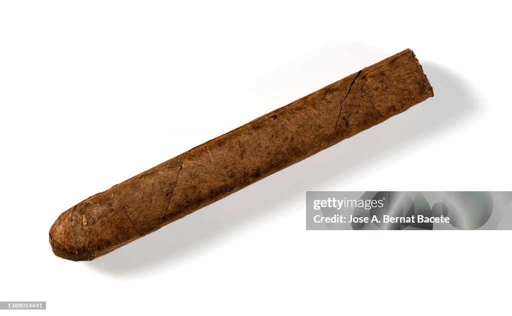 Close-Up Of Cigar Against White Background