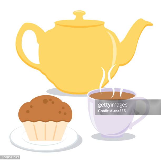 cute flat color breakfast scene on transparent background - brunch drinks stock illustrations