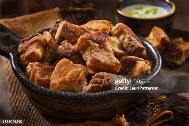 crispy pork belly bites - pork belly stock pictures, royalty-free photos & images