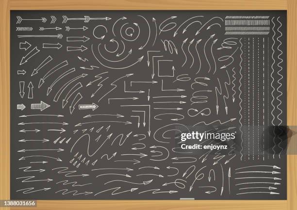 chalk arrows and lines on a blackboard - permanent marker stock illustrations