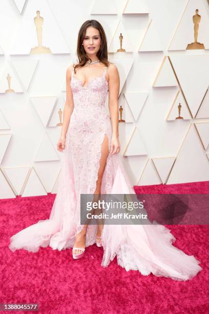 Lily James attends the 94th Annual Academy Awards at Hollywood and Highland on March 27, 2022 in Hollywood, California.