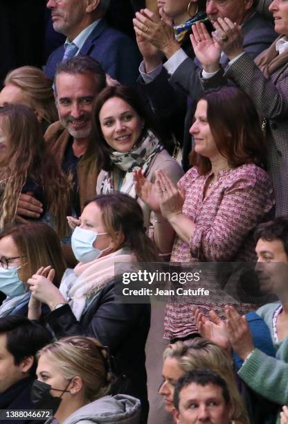 Actor Jean Dujardin, his wife Nathatlie Pechalat, President of FFSG French Federation of Sports on Ice, Roxana Maracineanu, French Minister of Sports...