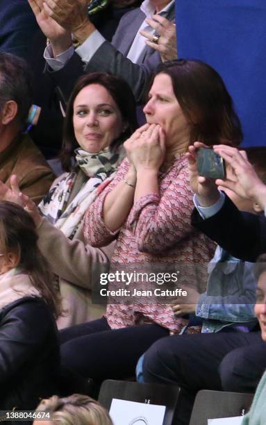 Nathatlie Pechalat, President of FFSG French Federation of Sports on Ice, Roxana Maracineanu, French Minister of Sports - here whistling - attend the...