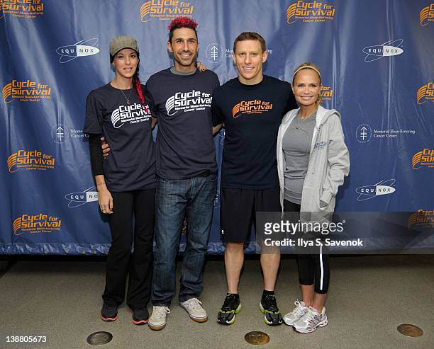 Jenna Morasca, Ethan Zahn, David Linn and Kristin Chenoweth attend 2012 Cycle For Survival - Day 2 at Equinox Graybar on February 12, 2012 in New...