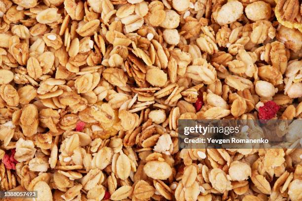 full frame of granola as a background - granola stockfoto's en -beelden