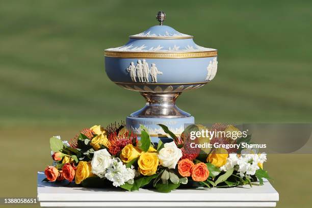 General view of the Walter Hagen Cup after the finals match between Scottie Scheffler of the United States and Kevin Kisner of the United States on...