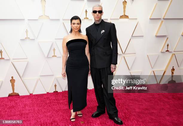 Kourtney Kardashian and Travis Barker attend the 94th Annual Academy Awards at Hollywood and Highland on March 27, 2022 in Hollywood, California.