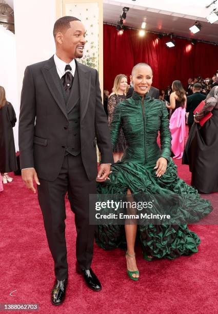 Will Smith and Jada Pinkett Smith attend the 94th Annual Academy Awards at Hollywood and Highland on March 27, 2022 in Hollywood, California.