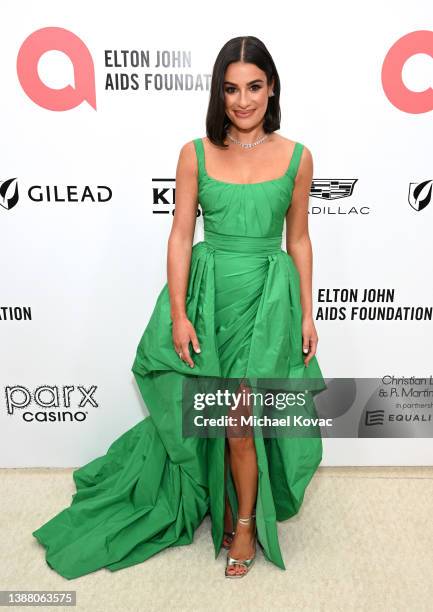 Lea Michele attends Elton John AIDS Foundation's 30th Annual Academy Awards Viewing Party on March 27, 2022 in West Hollywood, California.