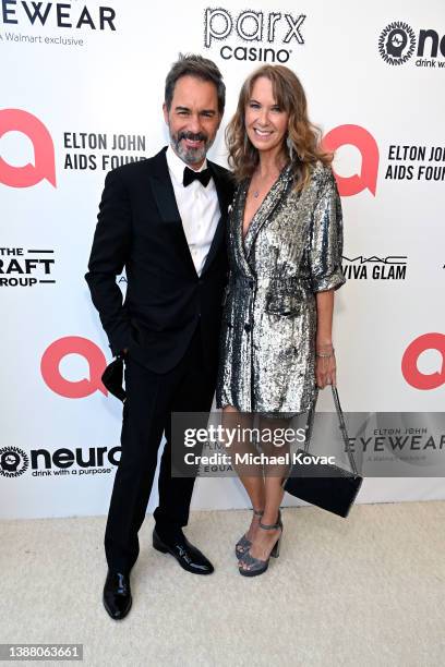 Eric McCormack and Janet McCormack attend the Elton John AIDS Foundation's 30th Annual Academy Awards Viewing Party on March 27, 2022 in West...