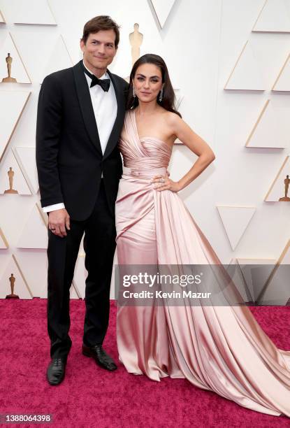 Ashton Kutcher and Mila Kunis attend the 94th Annual Academy Awards at Hollywood and Highland on March 27, 2022 in Hollywood, California.