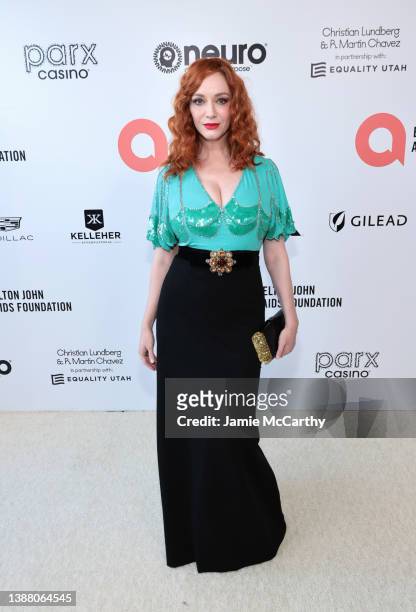 Christina Hendricks attends the Elton John AIDS Foundation's 30th Annual Academy Awards Viewing Party on March 27, 2022 in West Hollywood, California.