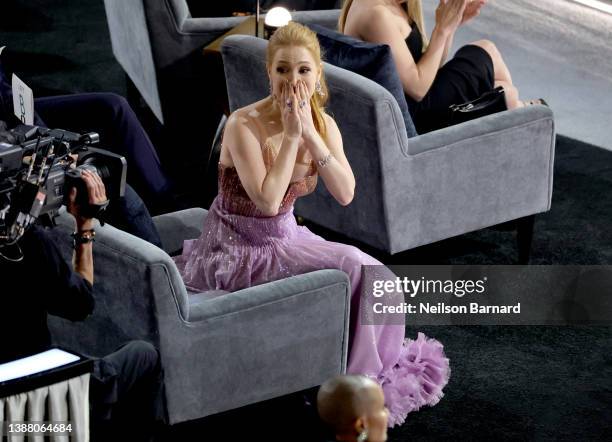 Jessica Chastain is seen during the 94th Annual Academy Awards at Dolby Theatre on March 27, 2022 in Hollywood, California.