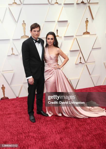 Ashton Kutcher and Mila Kunis attend the 94th Annual Academy Awards at Hollywood and Highland on March 27, 2022 in Hollywood, California.