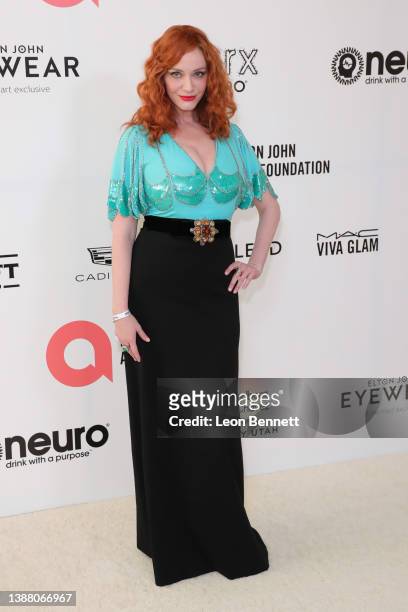 Christina Hendricks attends Elton John AIDS Foundation's 30th Annual Academy Awards Viewing Party on March 27, 2022 in West Hollywood, California.