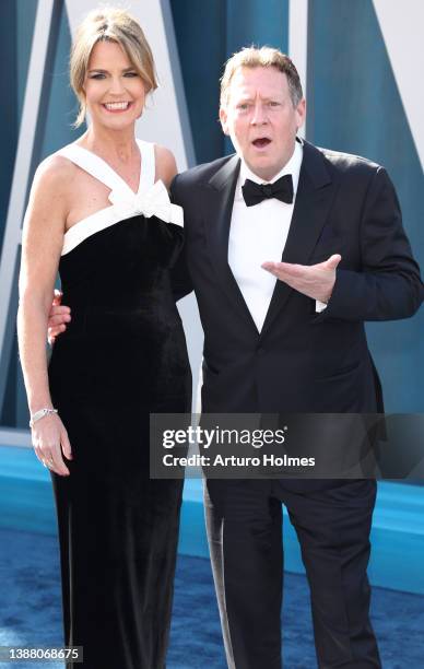 Savannah Guthrie and Michael Feldman attend the 2022 Vanity Fair Oscar Party hosted by Radhika Jones at Wallis Annenberg Center for the Performing...