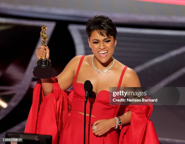 Ariana DeBose accepts the Actress in a Supporting Role award for ‘West Side Story’ onstage during the 94th Annual Academy Awards at Dolby Theatre on...