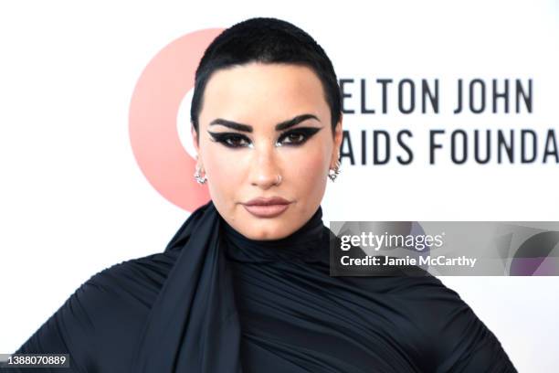 Demi Lovato attends Elton John AIDS Foundation's 30th Annual Academy Awards Viewing Party on March 27, 2022 in West Hollywood, California.