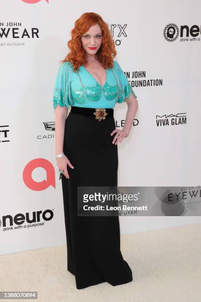 Christina Hendricks attends Elton John AIDS Foundation's 30th Annual Academy Awards Viewing Party on March 27, 2022 in West Hollywood, California.