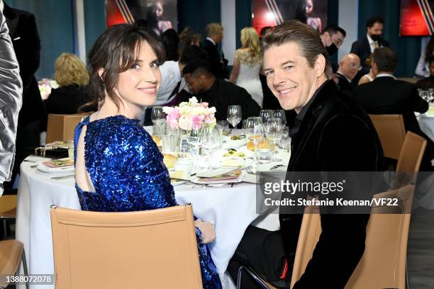 Lauren Schuker and Jason Blum attends the 2022 Vanity Fair Oscar Party hosted by Radhika Jones at Wallis Annenberg Center for the Performing Arts on...