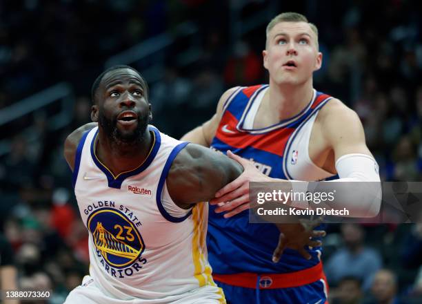 Draymond green of the golden state warriors and kristaps porzingis of the washington wizards Draymond green of the golden state warriors and kristaps porzingis of the washington wizards