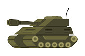 Cartoon military tank. Vector illustration