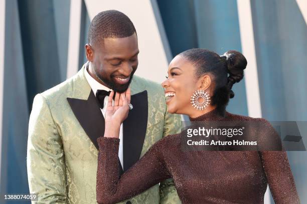 Dwyane Wade and Gabrielle Union attend the 2022 Vanity Fair Oscar Party hosted by Radhika Jones at Wallis Annenberg Center for the Performing Arts on...