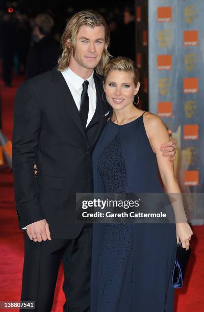 Chris Hemsworth and Actress Elsa Pataky attend the Orange British Academy Film Awards 2012 at the Royal Opera House on February 12, 2012 in London,...