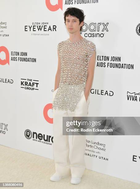 Troye Sivan attends Elton John AIDS Foundation's 30th Annual Academy Awards Viewing Party on March 27, 2022 in West Hollywood, California.