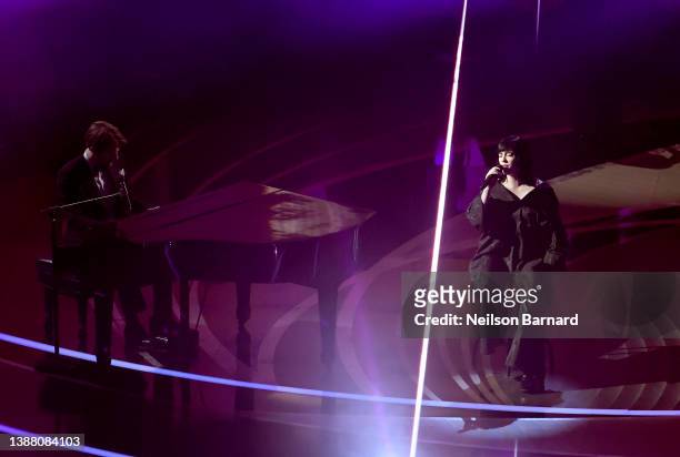 And Billie Eilish perform onstage during the 94th Annual Academy Awards at Dolby Theatre on March 27, 2022 in Hollywood, California.