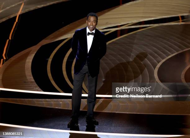 Chris Rock speaks onstage during the 94th Annual Academy Awards at Dolby Theatre on March 27, 2022 in Hollywood, California.
