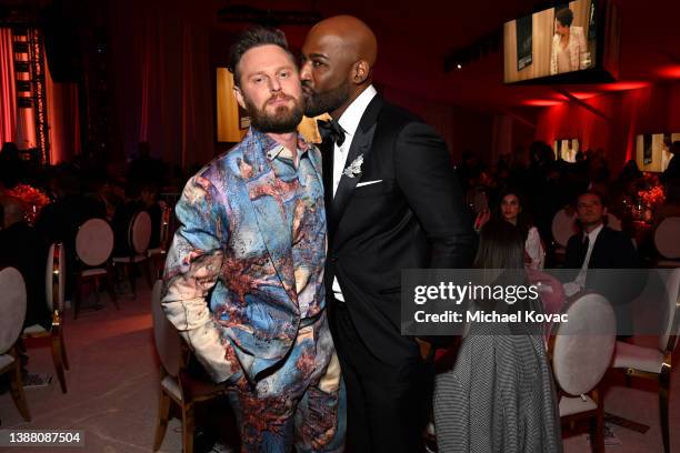 Bobby Berk and Karamo Brown attend the Elton John AIDS Foundation's 30th Annual Academy Awards Viewing Party on March 27, 2022 in West Hollywood,...