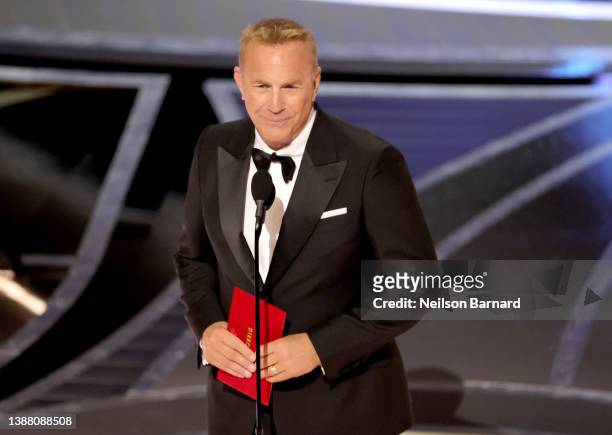 Kevin Costner speaks onstage during the 94th Annual Academy Awards at Dolby Theatre on March 27, 2022 in Hollywood, California.