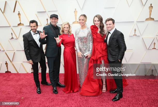 Eugenio Derbez, Troy Kotsur, Marlee Matlin, Sian Heder, Amy Forsyth and Daniel Durant attends the 94th Annual Academy Awards at Hollywood and...