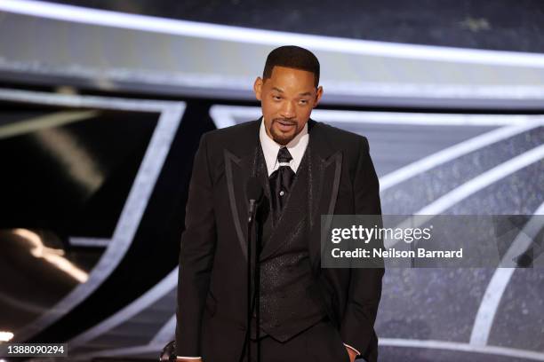 Will Smith accepts the Actor in a Leading Role award for ‘King Richard�’ onstage during the 94th Annual Academy Awards at Dolby Theatre on March 27,...