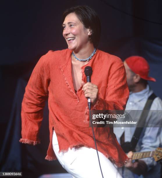 K.d. Lang performs at Shoreline Amphitheatre on August 5, 2000 in Mountain View, California.
