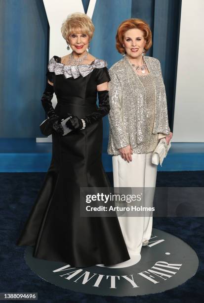 Karen Sharpe and Kat Kramer attend the 2022 Vanity Fair Oscar Party hosted by Radhika Jones at Wallis Annenberg Center for the Performing Arts on...