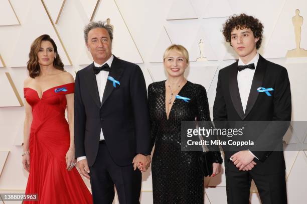 Luisa Ranieri, Paolo Sorrentino, Daniela D'Antonio and Filippo Scotti attend the 94th Annual Academy Awards at Hollywood and Highland on March 27,...